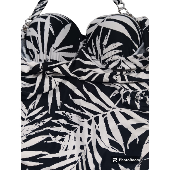 Marilyn Monroe Tummy Control Slimming Underwire Bra Cups Halter Swim One Piece M - Picture 5 of 8